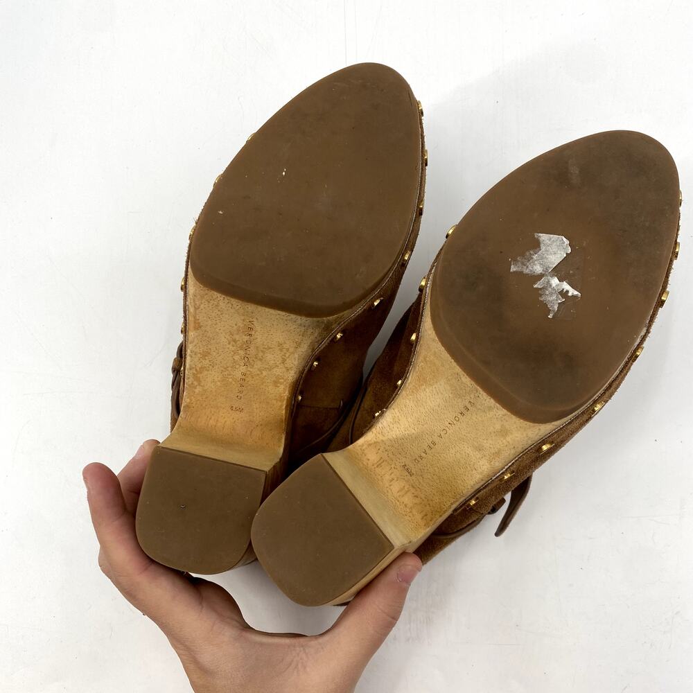 Veronica Beard Dacey Tan Suede Mule Clogs - Picture 7 of 12